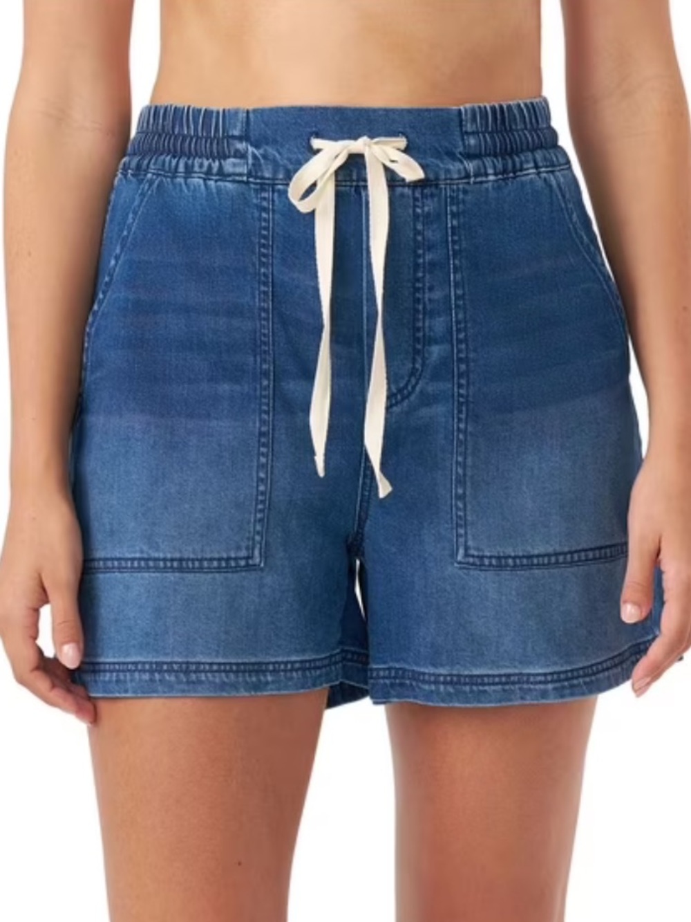 NEW💙Edited x Hunter McGrady Women's Drawstring Shorts in a medium indigo wash$64